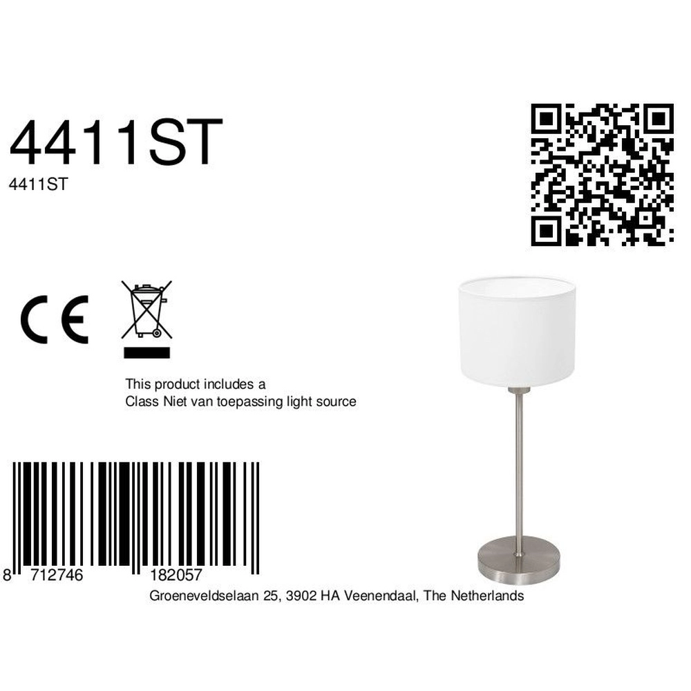 Lampe de table Noor avec capot blanc Steinhauer 8712746182057