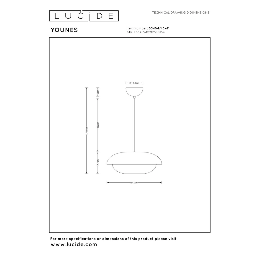 Lampe suspendue Younes Ø 40 cm taupe Lucide 5411212650184