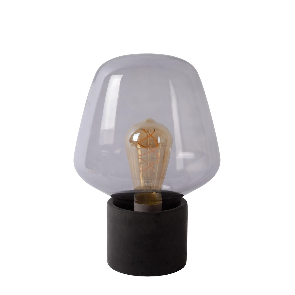 Lampe de table Becky noir avec verre fumé
