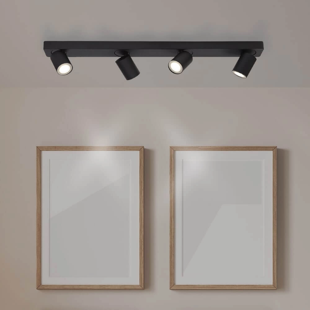 Plafonnier Moon 4 rectangulaire noir Lyora