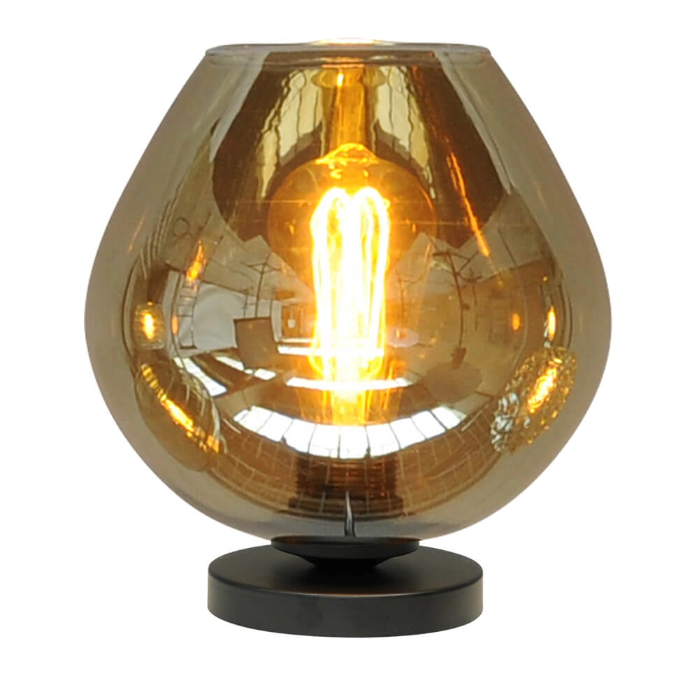 Lampe de table noire Quinto 24cm avec verre fumé Masterlight 8718121214641