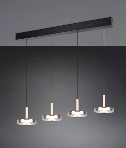 Lampe suspendue LED 4 lumières Celeste verre de fumée Trio 4017807616903