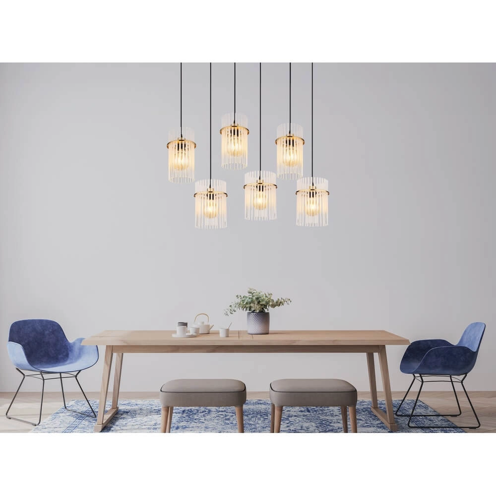 Suspension dorée Gorley avec verre 6 lumières Globo 9007371462957