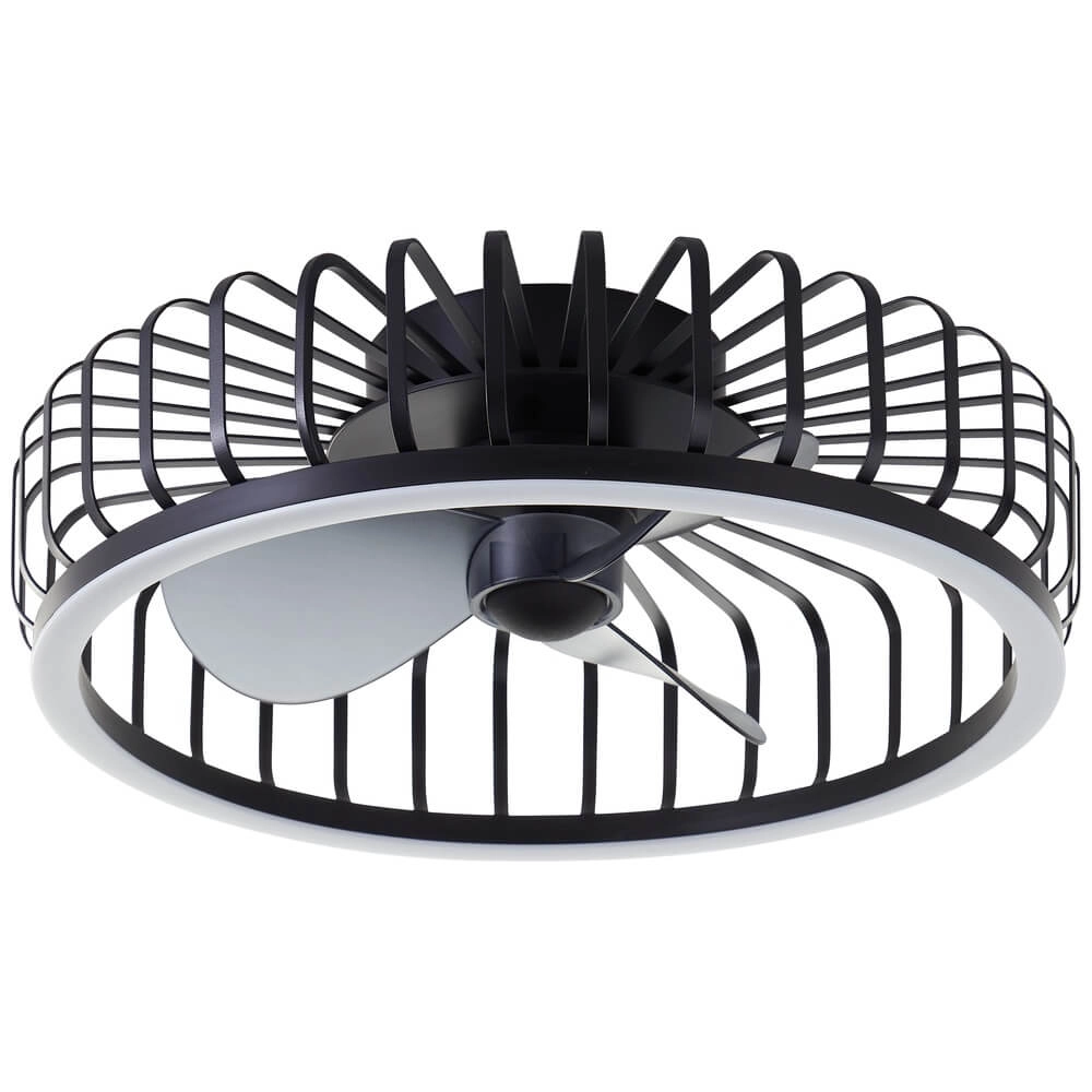 Ventilateur de plafond à lampe filaire Capo noir Brilliant 4004353453410