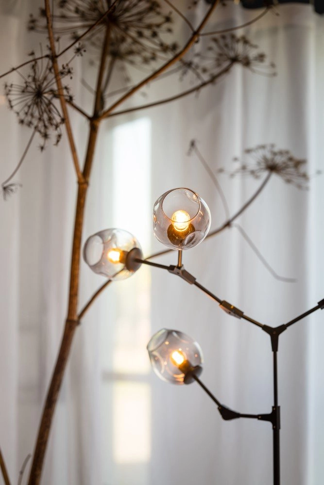 Lampadaire Lime 5 lumières noir avec verre fumé ETH 8720195300748