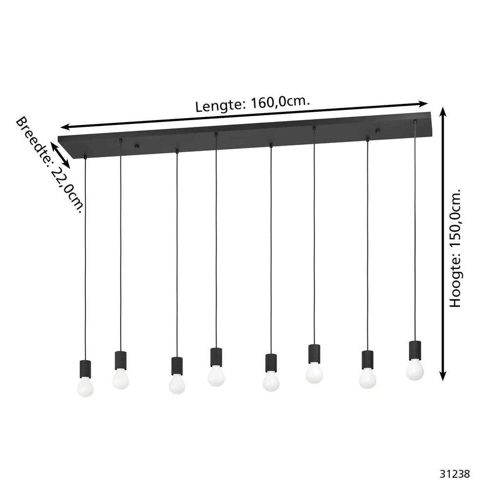 Pendentif à 8 lumières Nogalte Noir Eglo 9002759312381