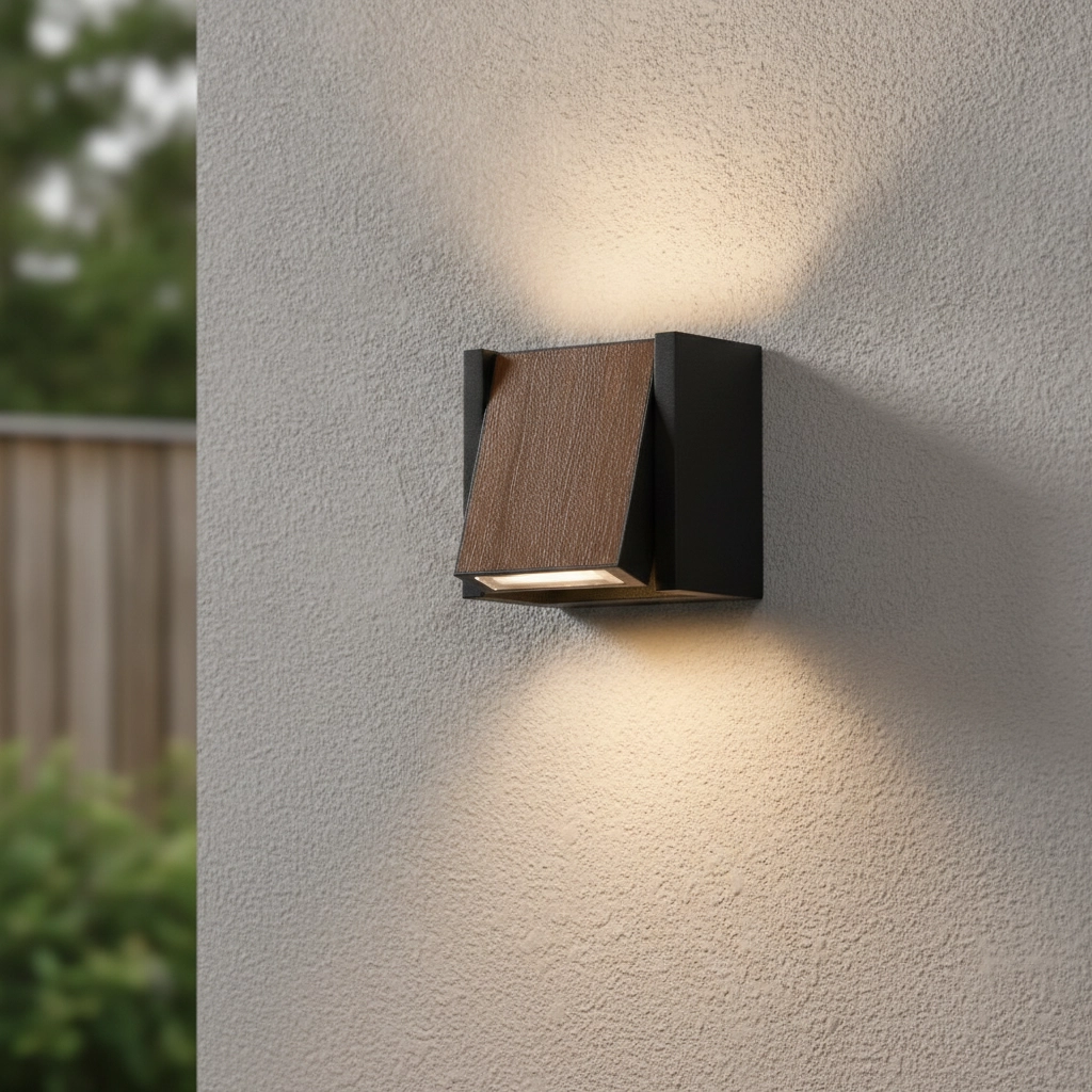 Applique murale Kioo noir avec bois