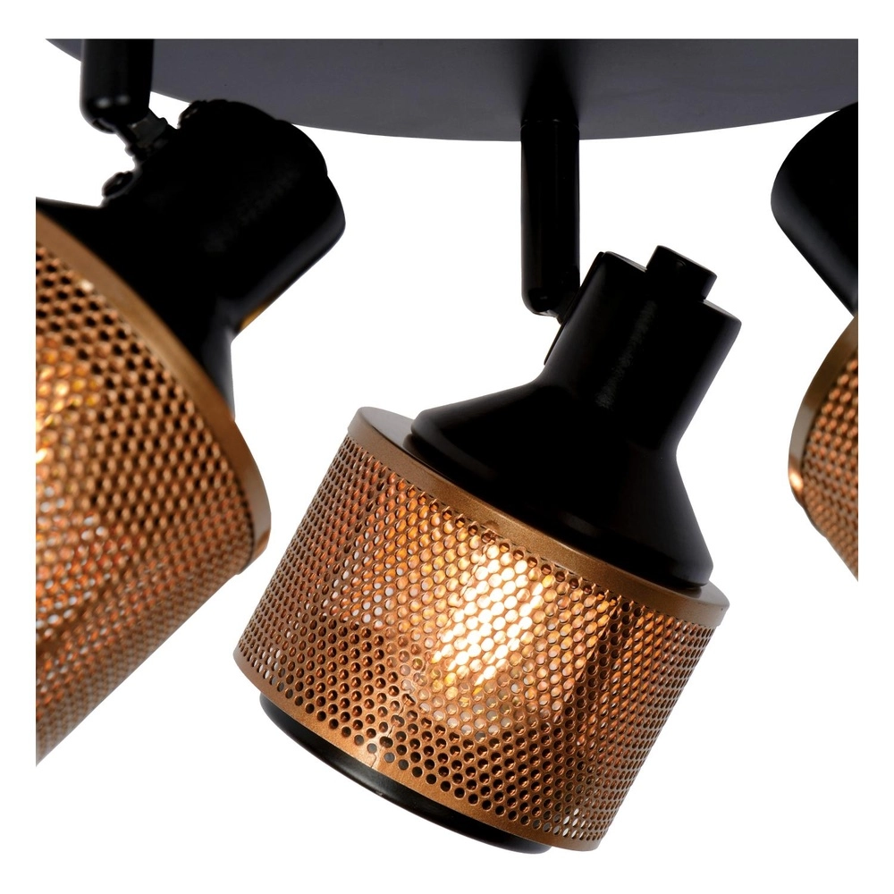Lampe de plafond Rafa 3-noir clair avec cuivre Lucide 5411212771315