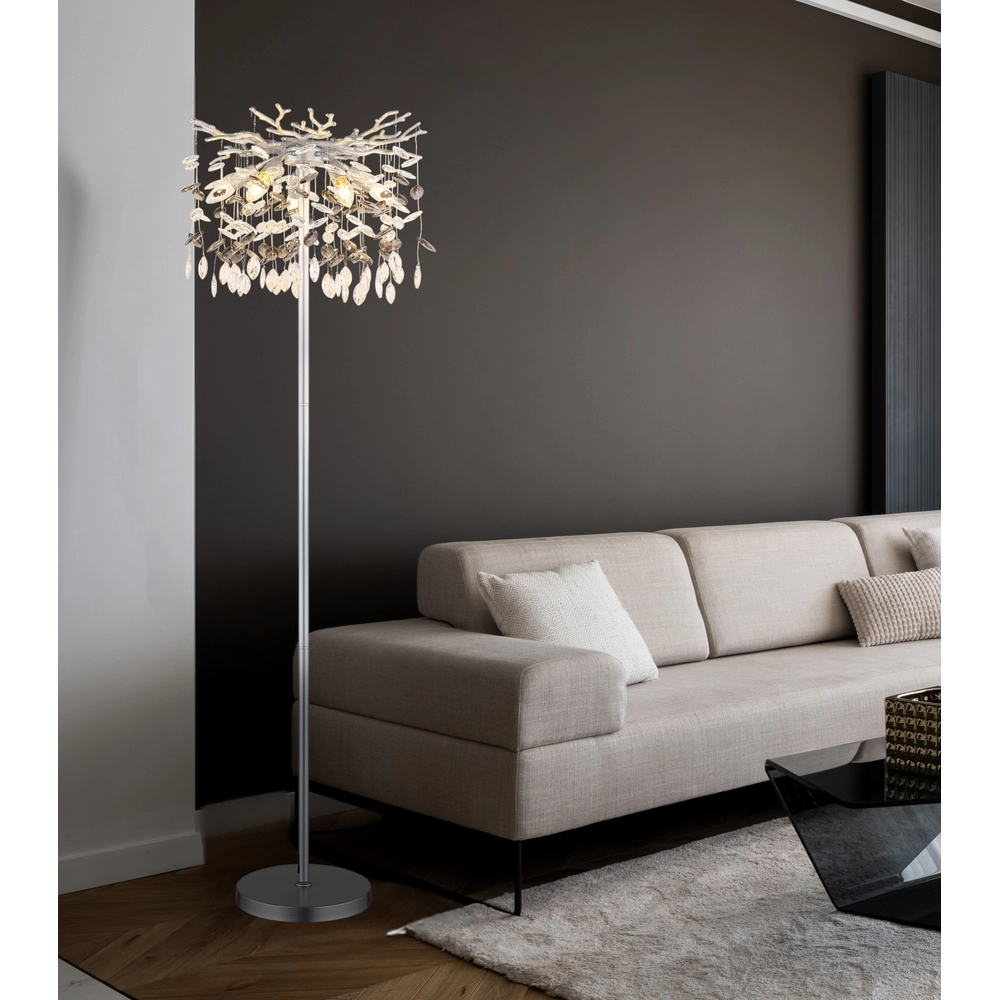 Lampe de pied Queena Gris argenté Ø 46cm Globo 9007371531684