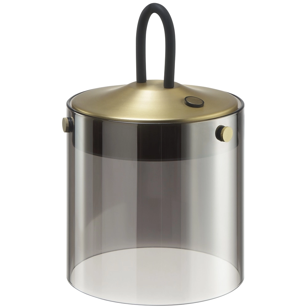 Lampe de table Lumeo laiton avec verre fumé Ø 13cm Brilliant 4004353463594