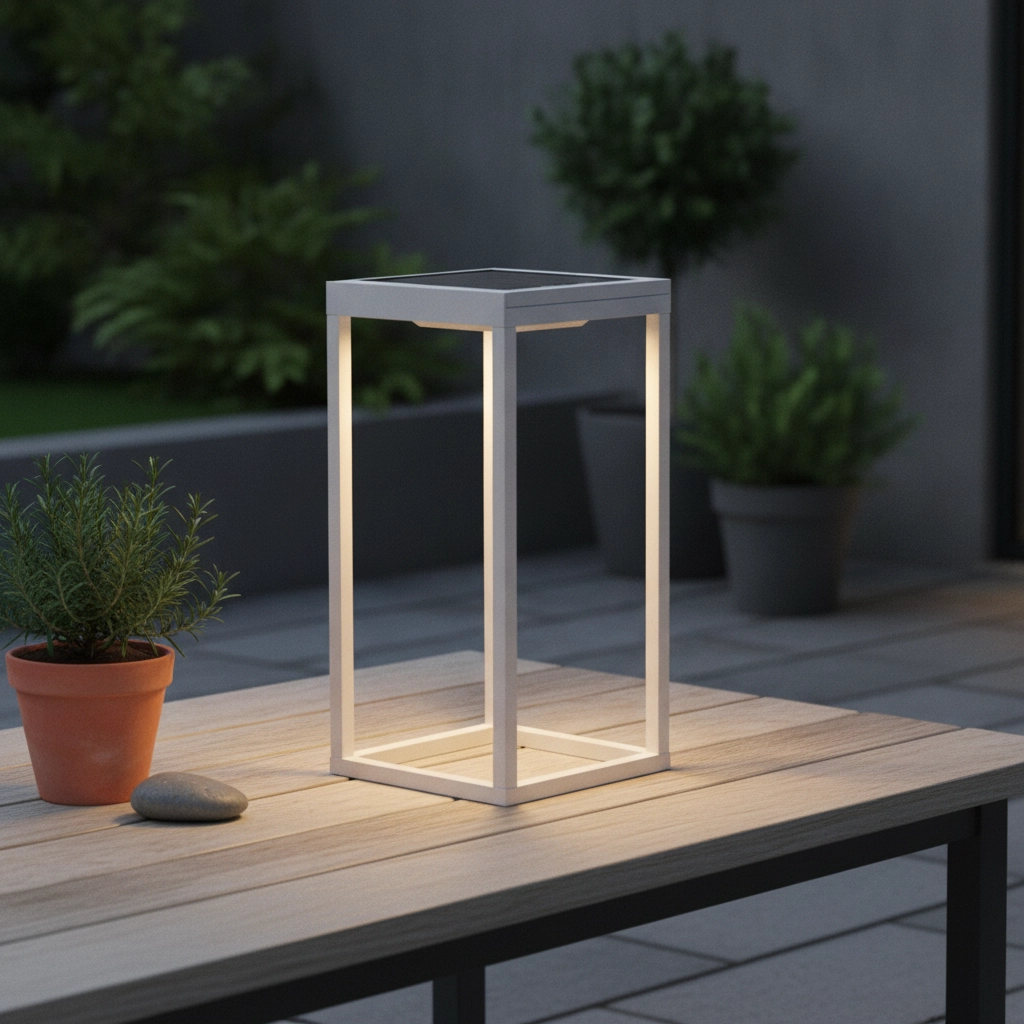 Lampe de table élégante Tegolo Blanc Solaire