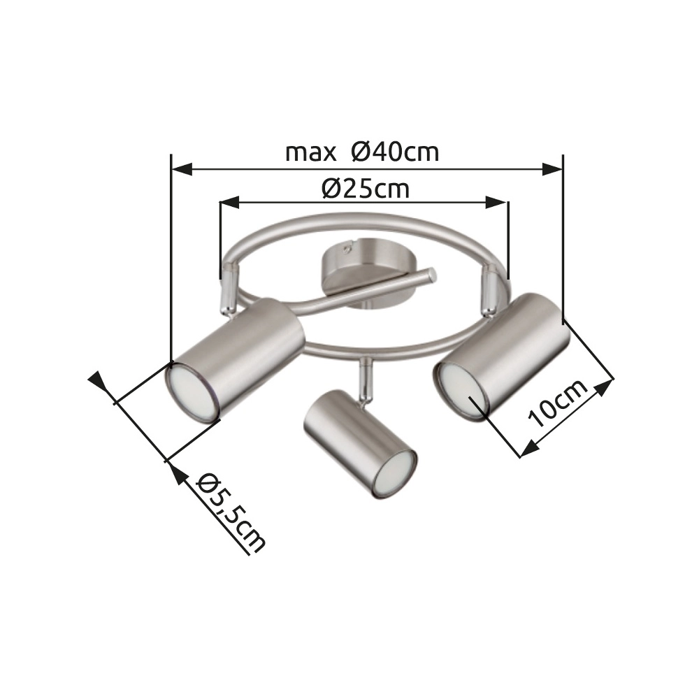 Lampe de plafond à 3 lumières Allvi nickel Globo 9007371445776