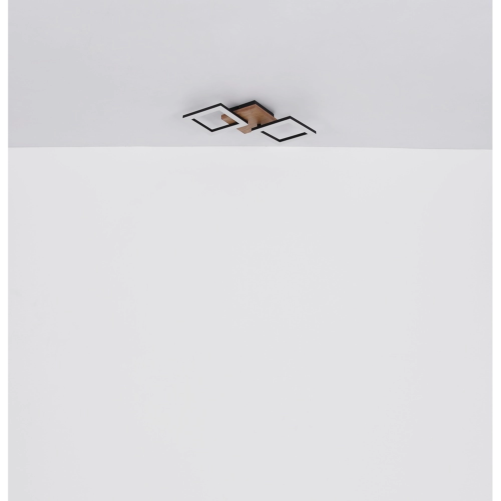 Lampe de plafond Kerry noir avec un aspect bois Globo 9007371443222