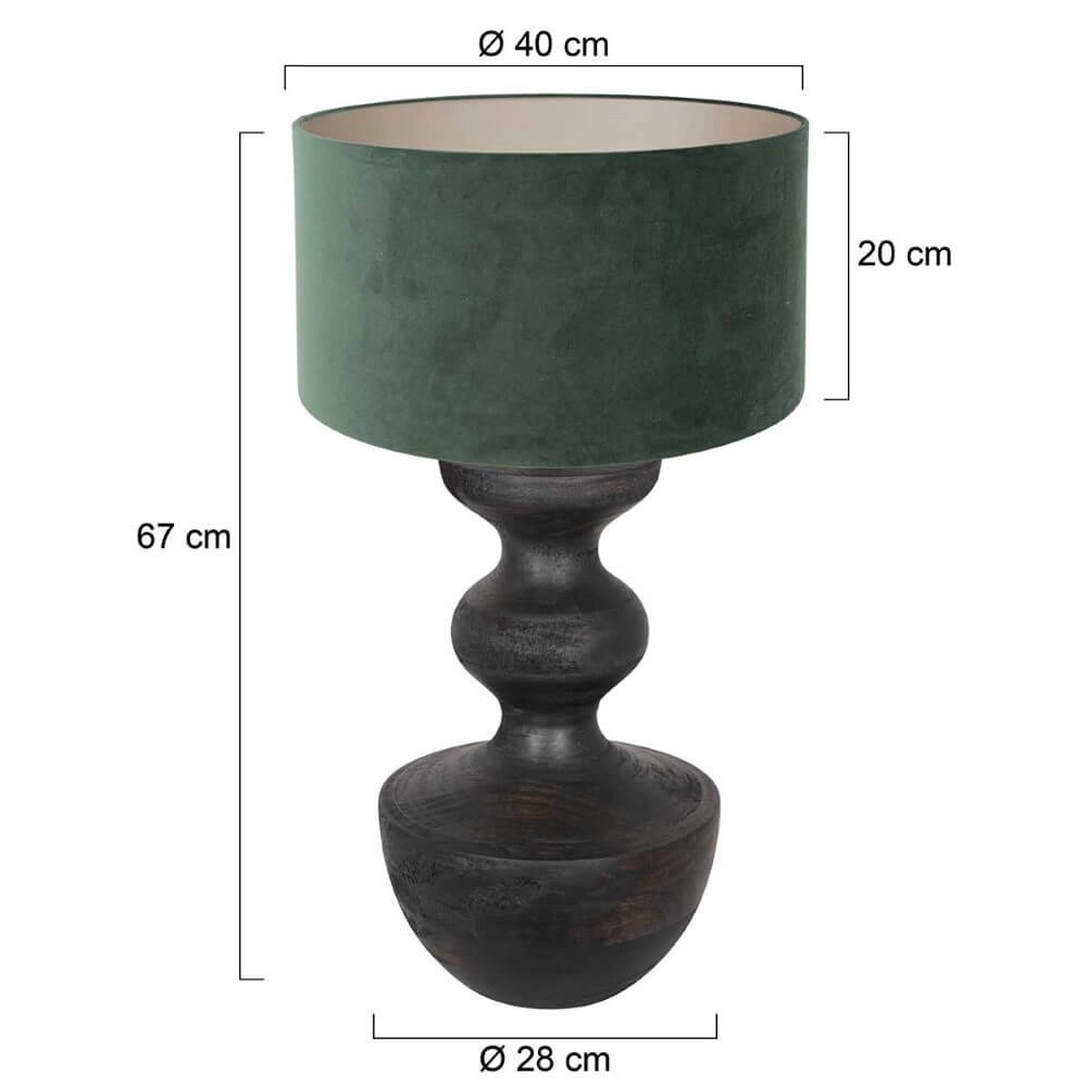 Lampe de table rurale Lyons S avec capuche en velours vert Steinhauer 8712746166712