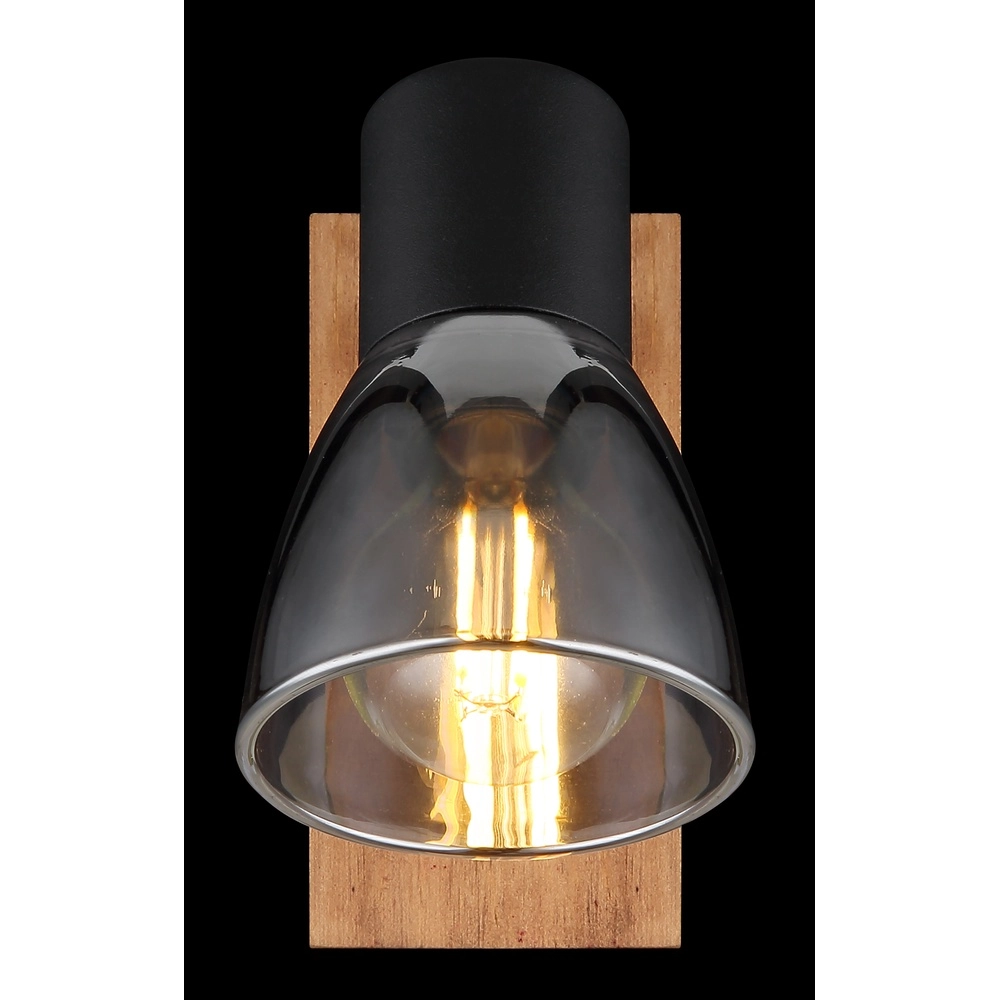 Lampe murale Claude noir avec bois Globo 9007371440207