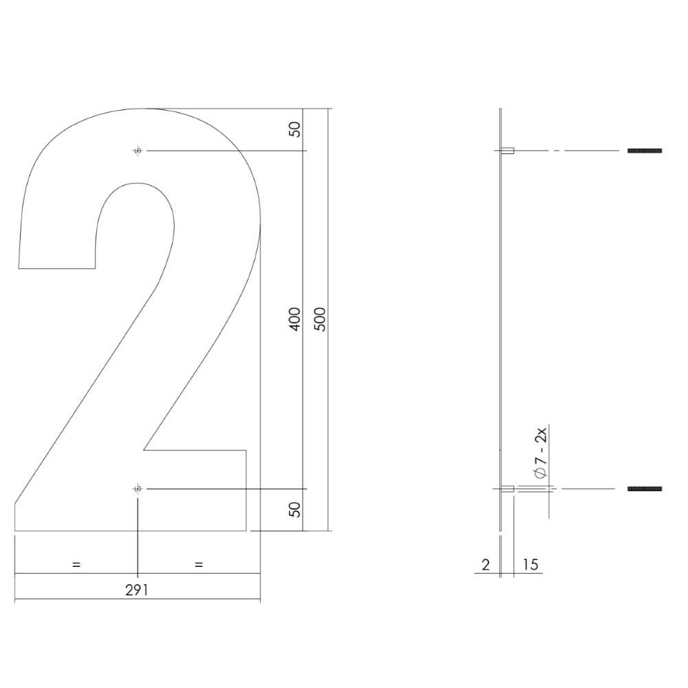 Maison numéro 2 XXL Numbra 50cm noir Intersteel 8714186503393