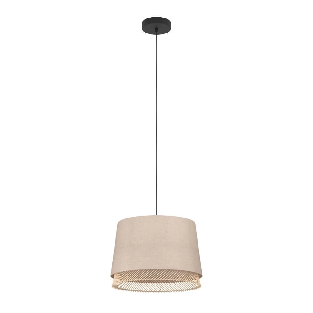 Lampe suspendue Tabley Ø 38cm - lin avec rotin