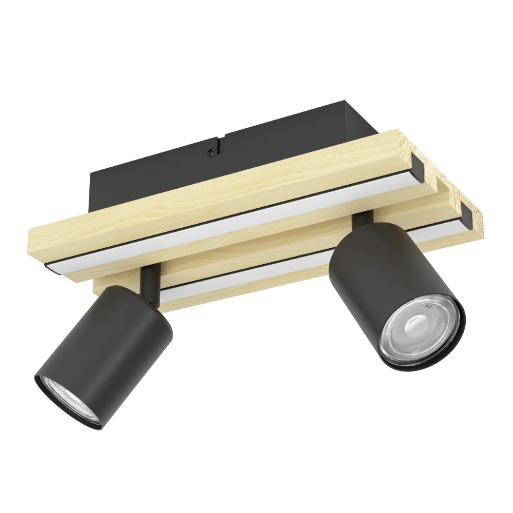 Double ceiling light Gesteira black with wood
