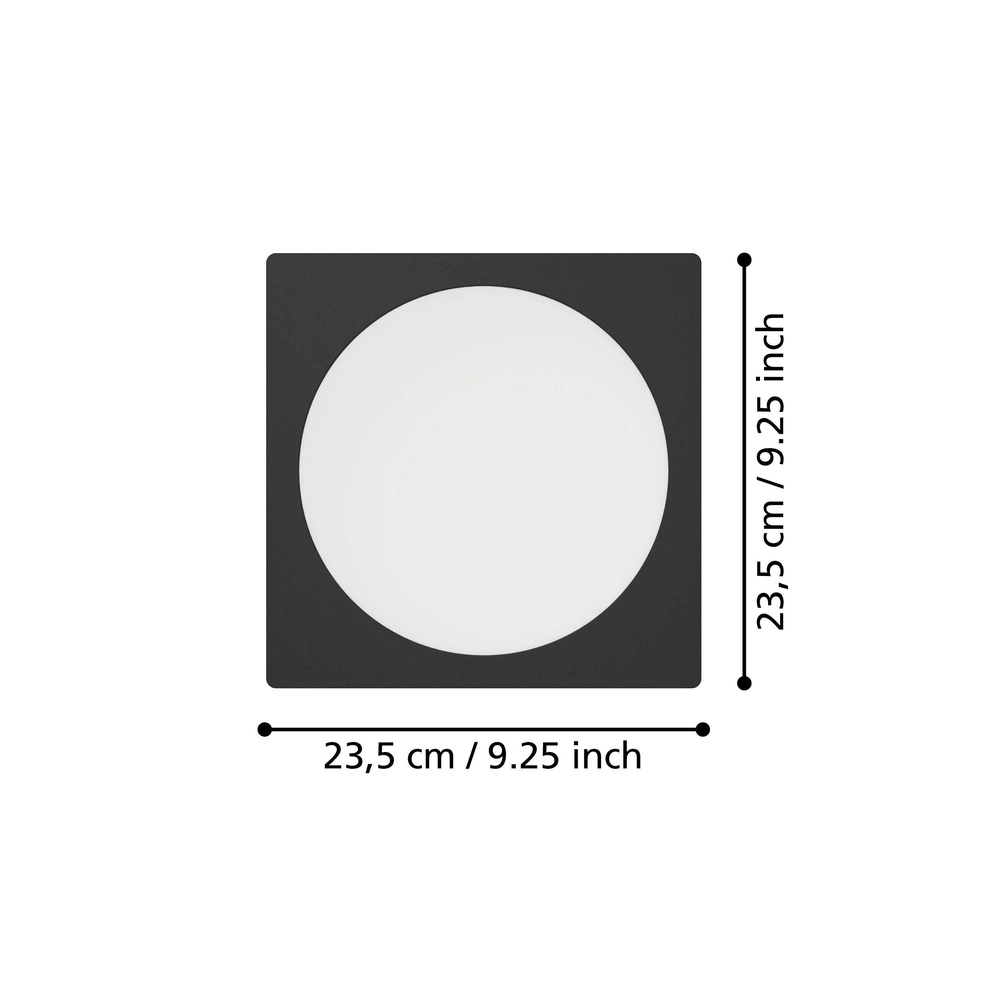 Lampe encastrée Fueva 6 Carré - Noir - 21,6x21,6 cm Eglo 9008606330737