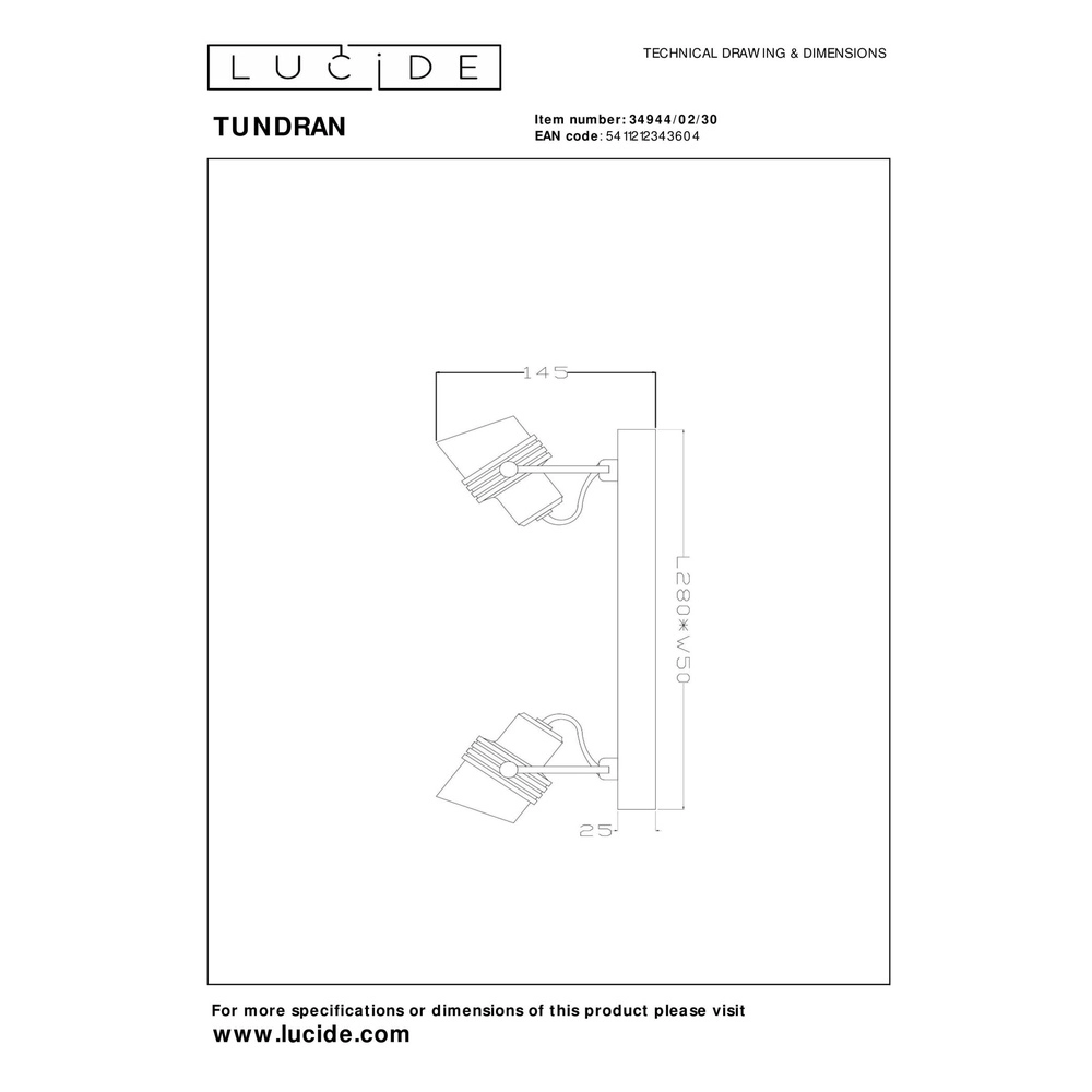 Éclairage de plafond Tundran Noir Lucide 5411212343604