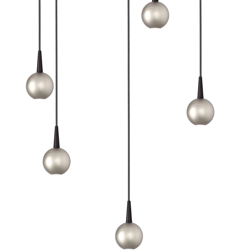 Lampe suspendue à 5 lumières Talana noir avec nickel Ø 35cm DTW Masterlight 8718121352282