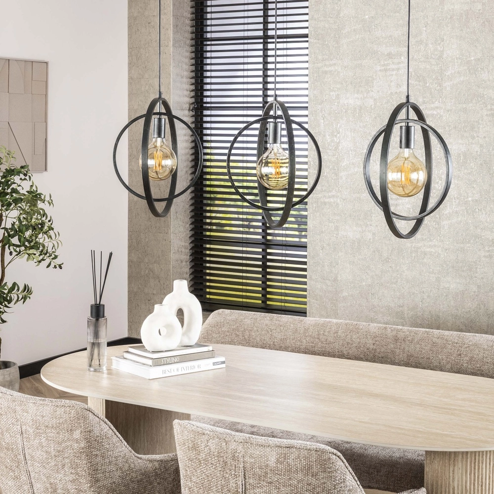 Lampe pendante de table à manger Turn 3L - Ø 40cm - charbon de bois Lyora 8716803513167