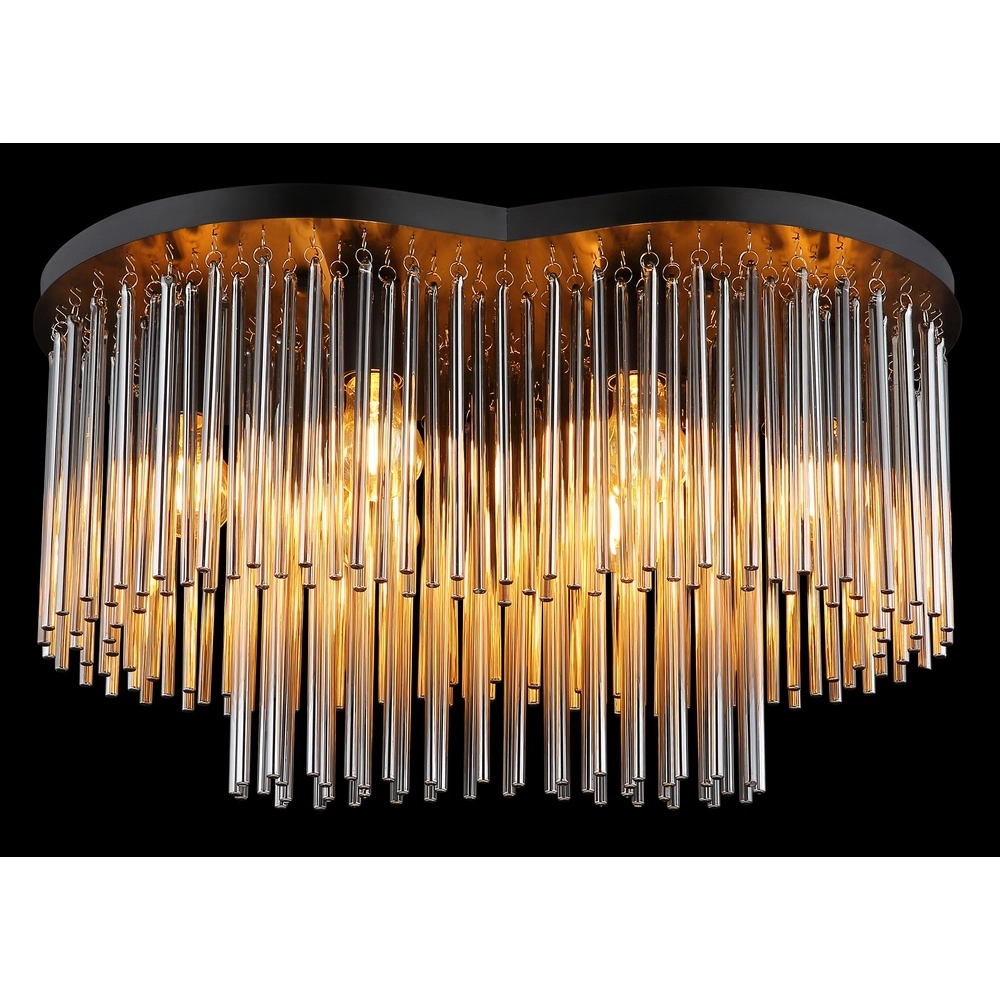 Lampe de plafond Gorley noir avec des tiges en verre Globo 9007371528622