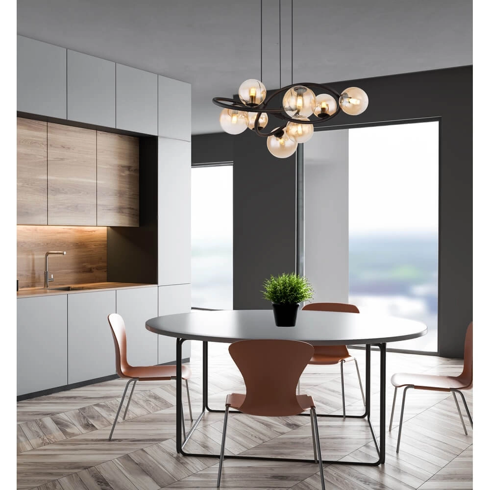 Suspension noire Tuberius Design 8-lumière Globo 9007371449446