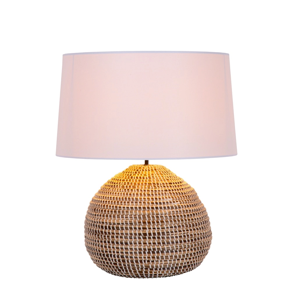 Lampe de table en herbe marine Maduka Ø 45cm - brun avec teinte blanche