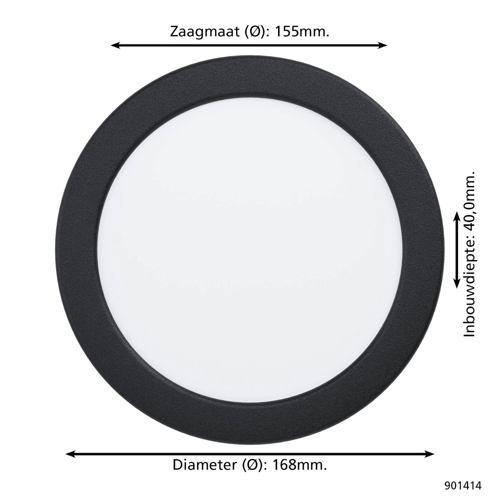 Lumière de plafond IP44 Fueva 6 rond - noir - Ø 16,8 cm Eglo 9008606330928