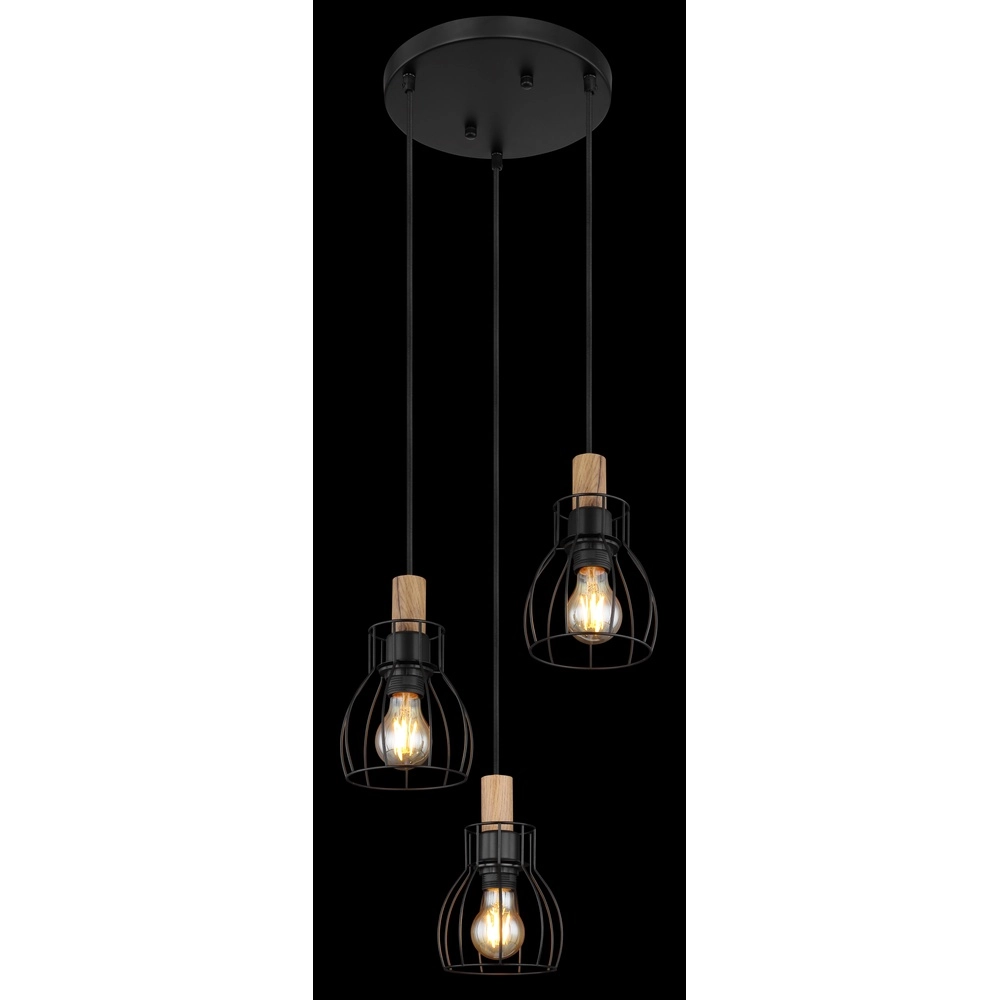 Lampe pendante de campagne Mina Round à 3 lumières Globo 9007371432431