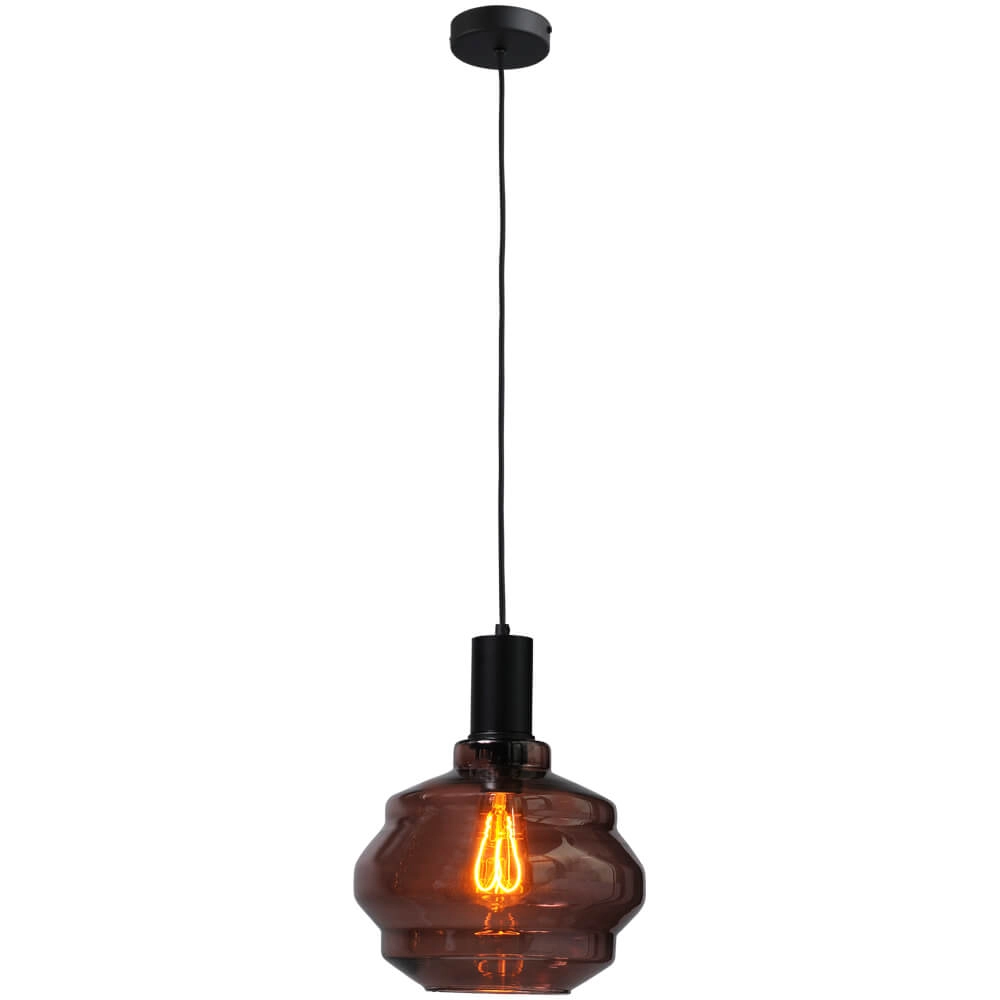 Lampe suspendue noire Porto avec Boule en verre rouge - Ø 24cm Masterlight 8718121269276