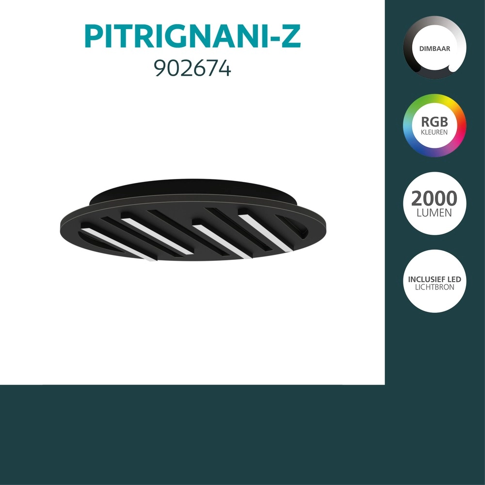 Éclairage de plafond intelligent Pitrignani-Z rond Ø 38cm noir Eglo 9008606390519