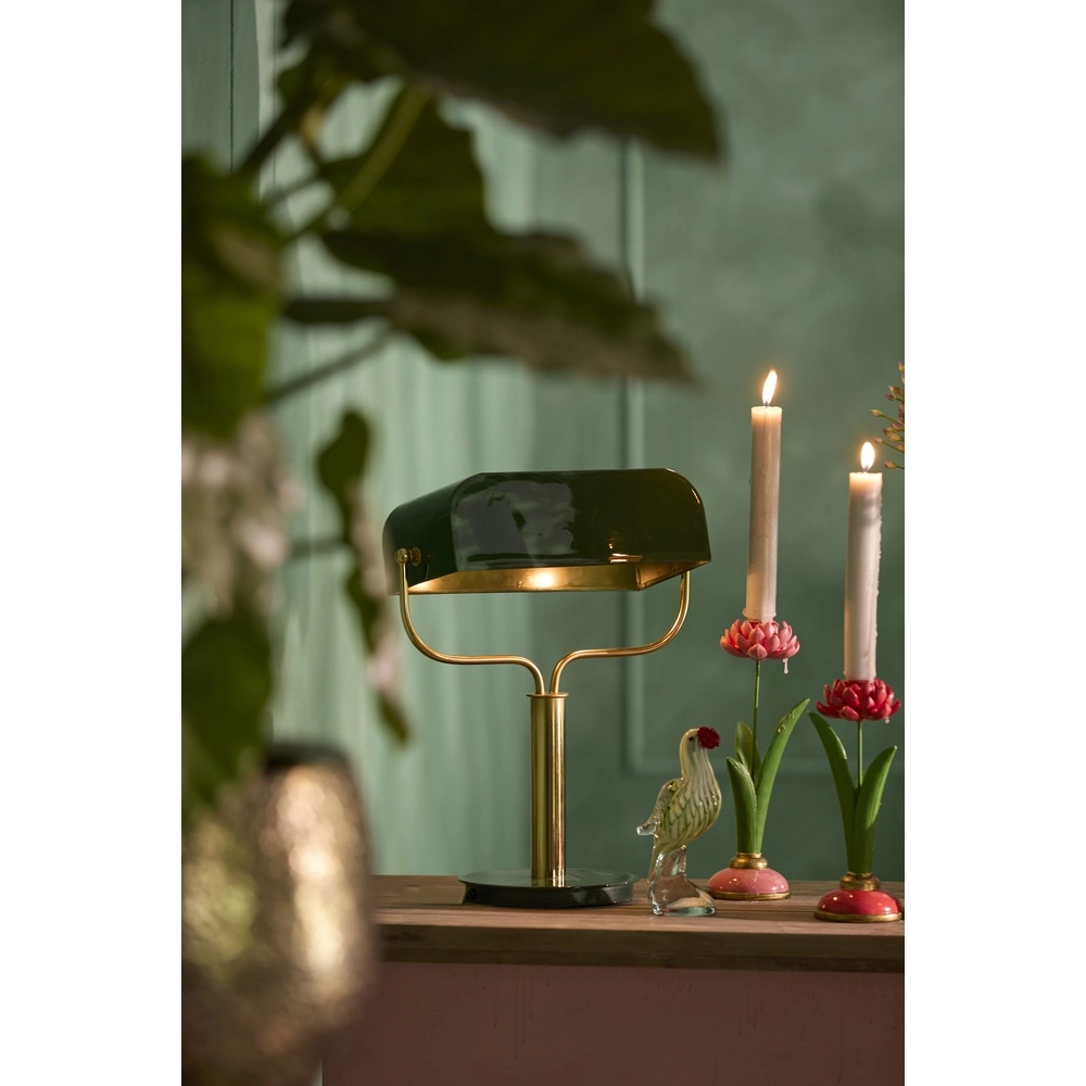 Lampe de banquier Ayer Vert foncé avec or Light & Living 8717807742867