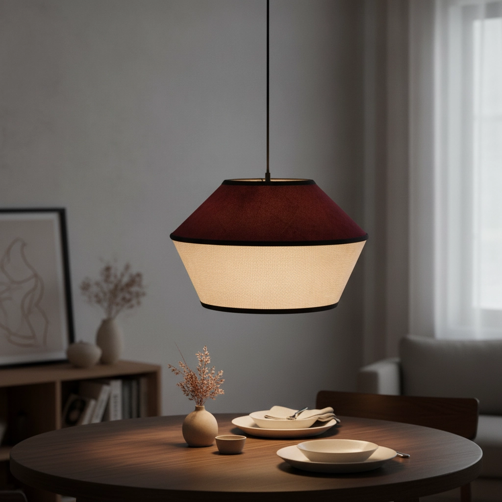 Lampe suspendue Veliss Blanc avec un rouge bordeaux