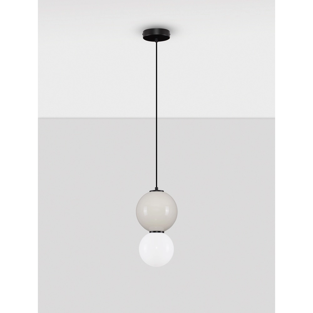 Suspension Noesis Ø 18cm gris clair avec blanc Lyora 5212017483652