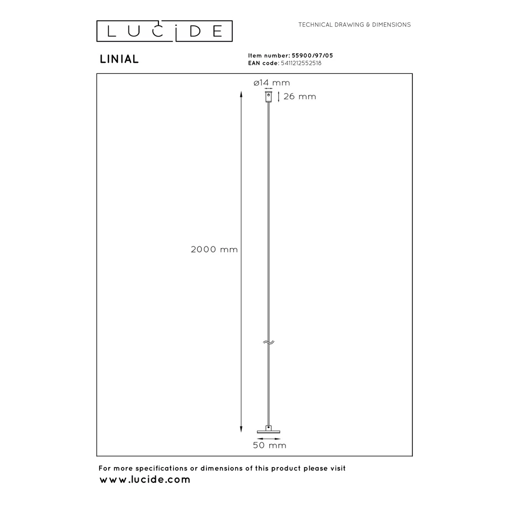 Câble de suspension pour rail monophasé Linial Champagne Premium by Lucide 5411212552518