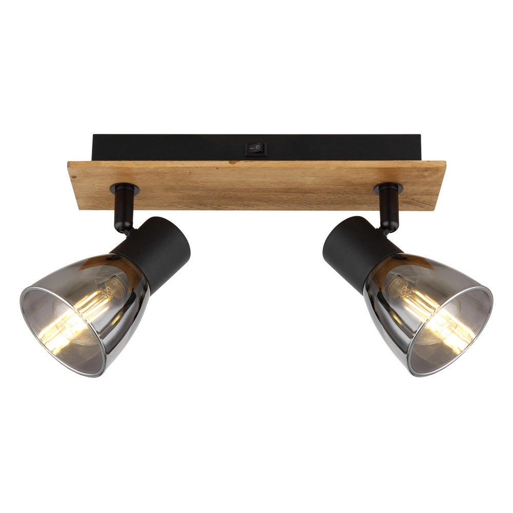 Lampe de plafond Claude 2-noir clair avec bois Globo 9007371443208