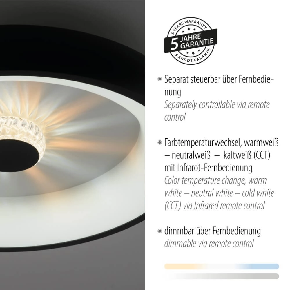 Plafonnier rond Vertigo noir Ø 46,5cm Just Light 4043689994723