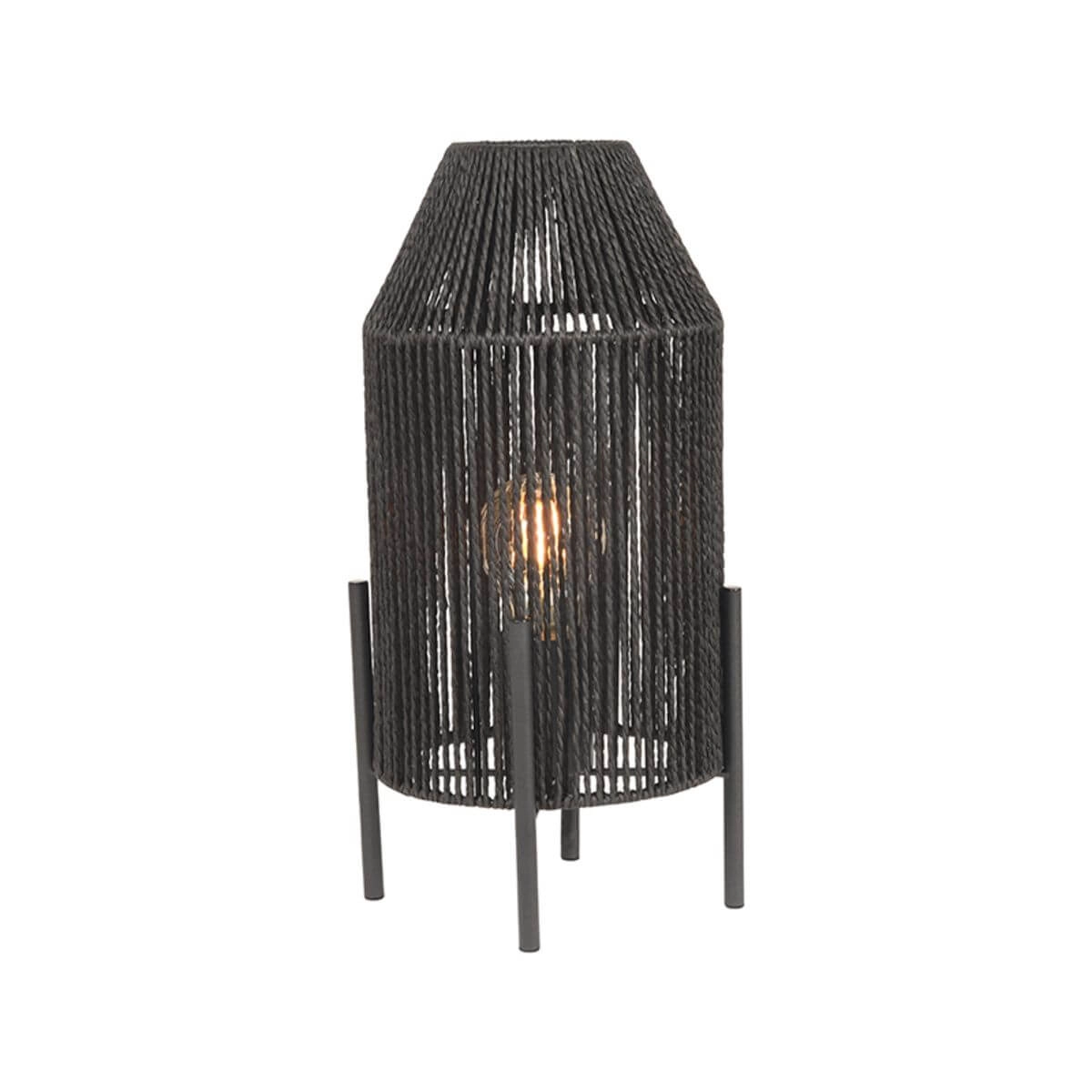 Lampe de table noire Ibiza avec capuche en jute Lampe de table noire Ibiza avec capuche en jute