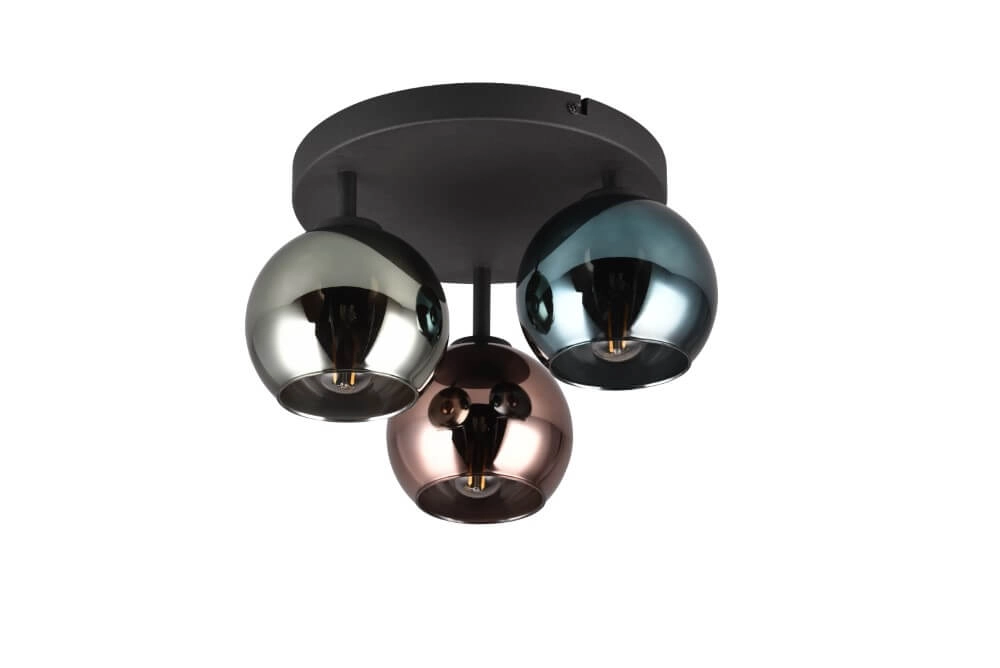 Plafonnier design Sheldon noir avec verre fumé Plafonnier design Sheldon noir avec verre fumé