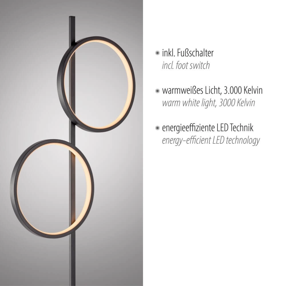 Lampadaire Mini Ritus noir Just Light 4043689000233