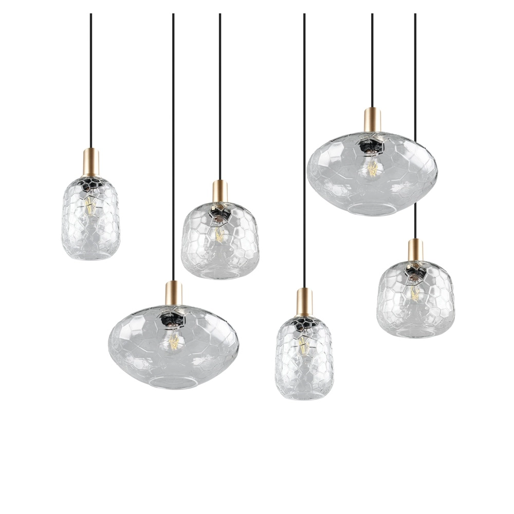 Lampe suspendue à 6 lampes Emelie Or avec verre fumé Trio 4017807702576