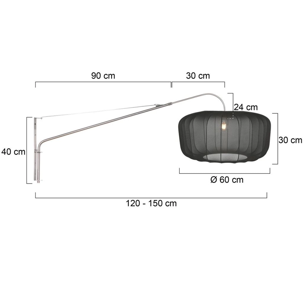 Lampe murale Vela Lino gris métal avec teinte noire Ø60cm Steinhauer 8712746182422