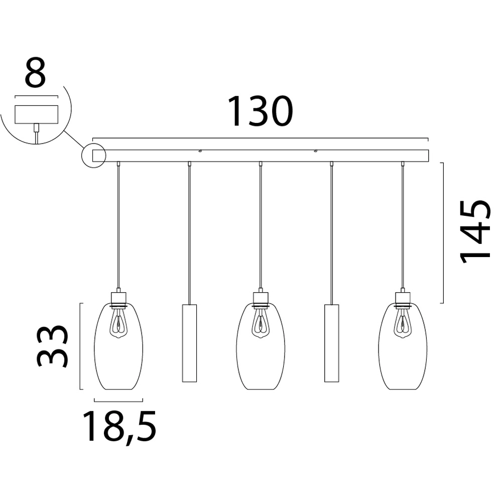 Lampe suspendue en verre Olive 3x Ø 18,5cm - 2x pendentif de course - sable Masterlight 8718121396880