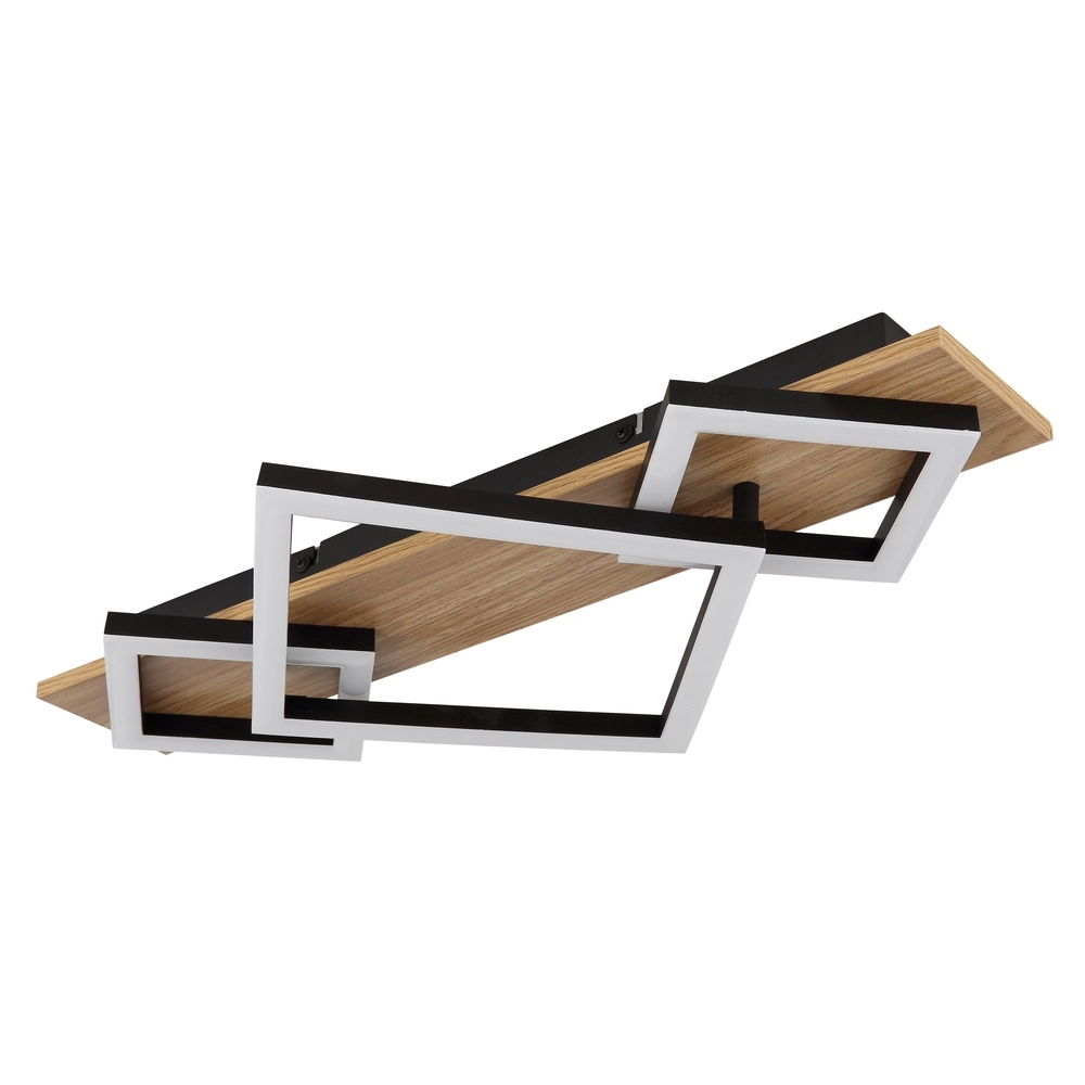Lampe de plafond Beatrix I 3 carrés noirs avec bois Globo 9007371468393