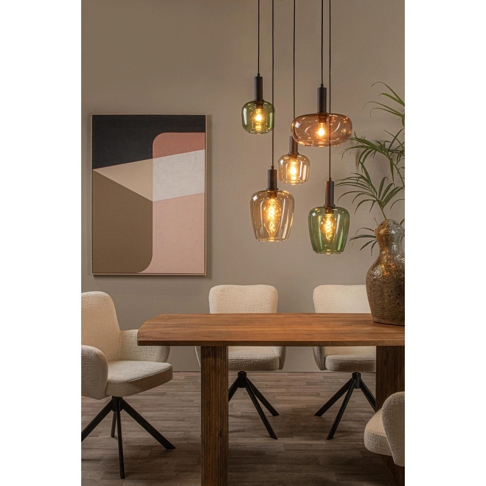 Lampe suspendue à 5 lumières Ilona noir avec lentilles colorées Lucide 5411212452757
