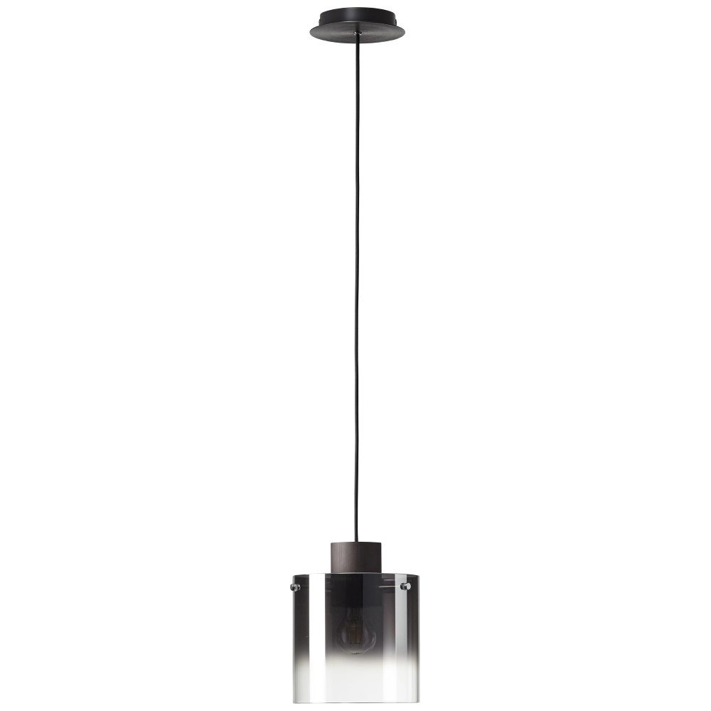 Lampe suspendue Beth E27 noir avec verre fumé Brilliant 4004353358470