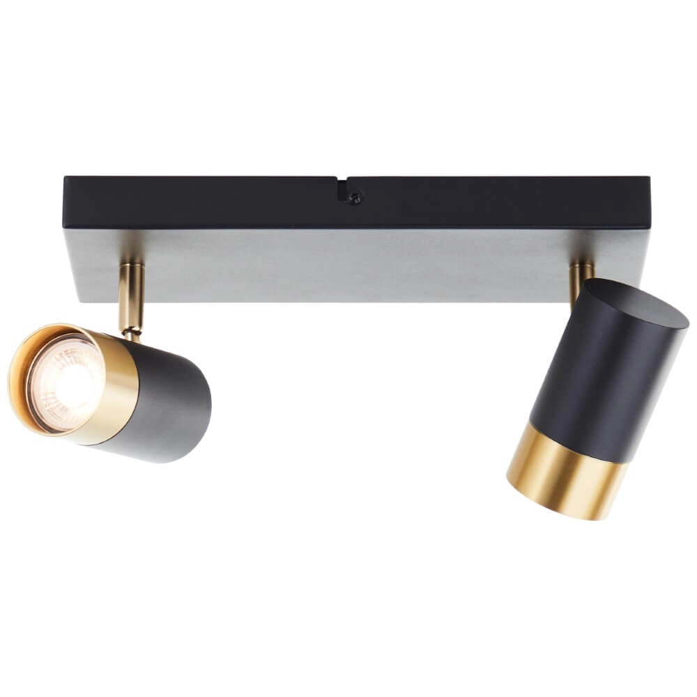Spot en saillie 2 lumières Vigolo noir avec du bronze Brilliant 4004353441325