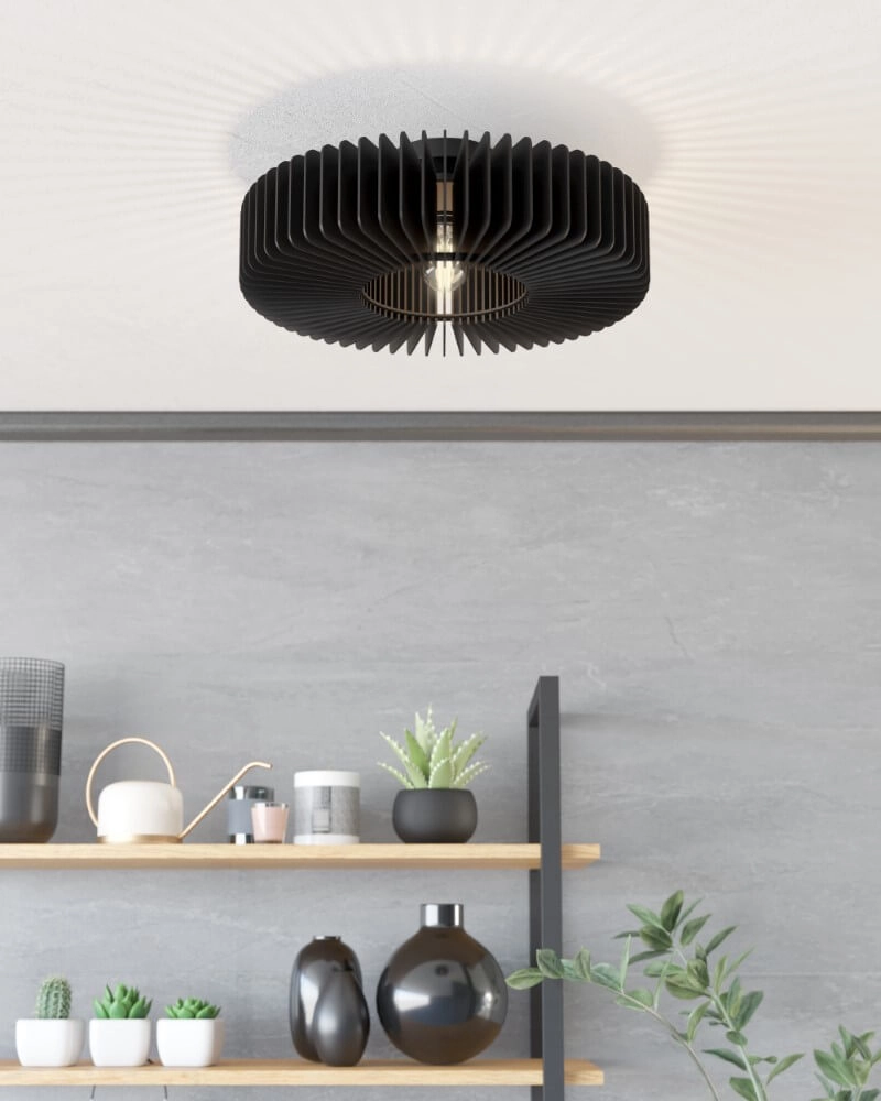 Plafonnier en bois Palombaia Ø 50 cm - noir Eglo 9008606274024